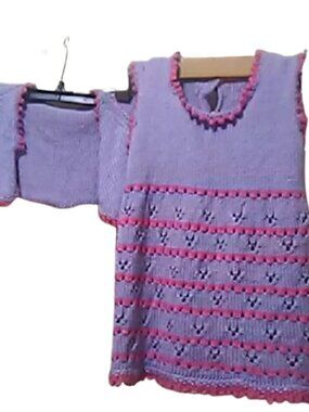 Hand Knit Dress and Cardigan Set Fits Girl Size 5